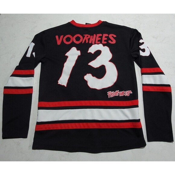 Friday The 13th Jason Voorhees Bloody Hockey Jersey Black Red White EUC Horror - Picture 1 of 12